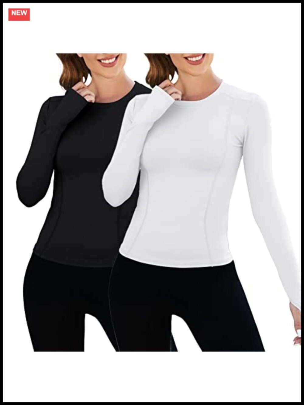 Women's Compression Workout Shirt Slim Fit Athletic Tee Crew Neck